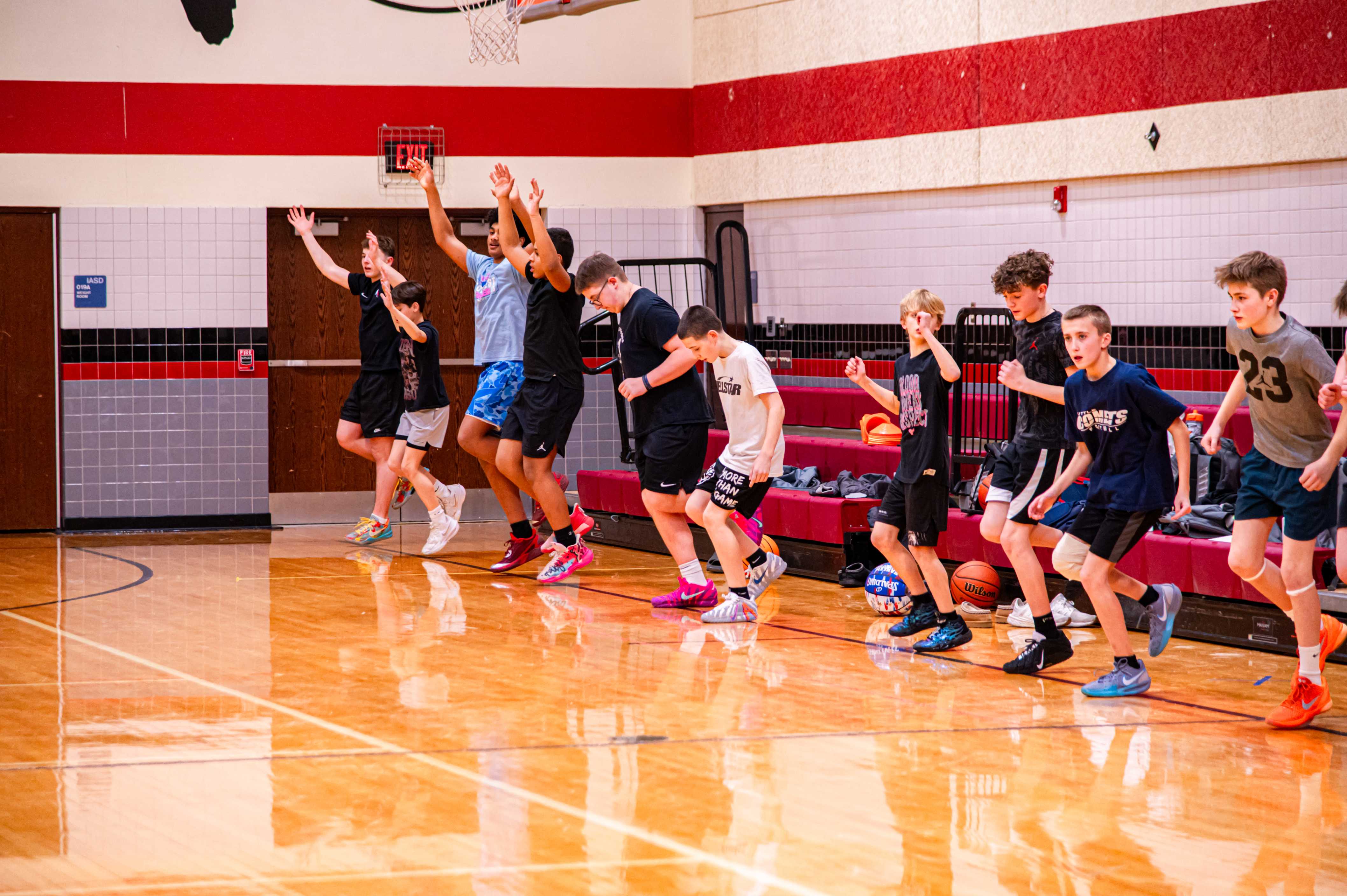 Basketball game in action